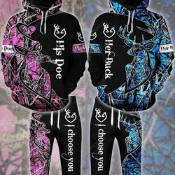eddora couple buck n doe deer hunting combo hoodie jogger 3d &8211 lv1240