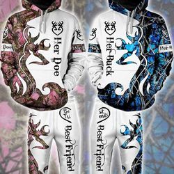 eddora couple buck n doe deer hunting combo hoodie jogger 3d &8211 lv1241