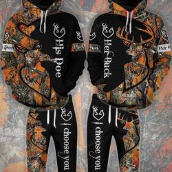 eddora couple buck n doe deer hunting combo hoodie jogger 3d &8211 lv1244