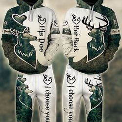 eddora couple buck n doe deer hunting combo hoodie jogger 3d &8211 lv1245