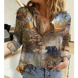 hunting cotton and linen casual shirt, forest cotton and linen casual shirt