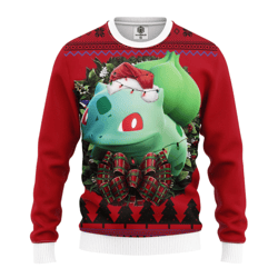 pokemon bulbasaur christmas 100 wool material sweater tn051108