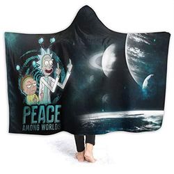 rick and morty christmas hooded blanket &8211 flannel wearable blanket