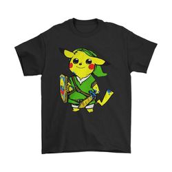 the legend of zelda pokemon pikachu link shirts