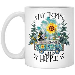 womans stay trippy little hippie hippy camping gift white mug