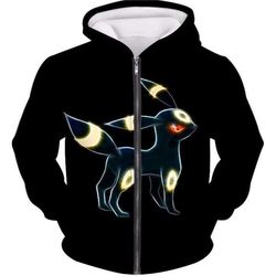 pokemon eevee dark pokemon evolution cool umbreon black zip up hoodie &8211 pokemon zip up hoodie