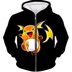 pokemon cool thunder pokemon raichu black zip up hoodie &8211 pokemon zip up hoodie