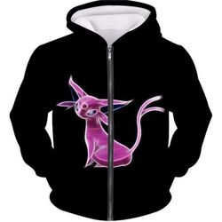 pokemon cool eevee psychic evolution epseon black zip up hoodie &8211 pokemon zip up hoodie