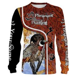pheasant hunting with gsp custom name 3d all over print shirts, face shield &8211 personalized hunting gifts &8211 fsd30