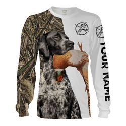 pheasant hunting with dog black roan gsp german shorthaired pointer customize name shirts &8211 personalized hunting gif