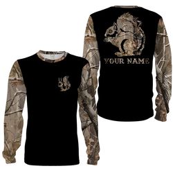 Squirrel Hunting camouflage shirt custom Name 3D full printing Hoodie Long sleeve Personalized gifts for Squirrel hunter
