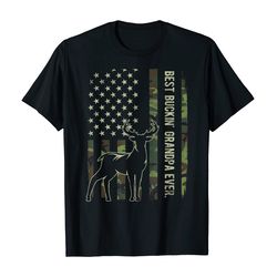 mens best buckin&8217 grandpa ever camo american flag deer hunting t-shirt