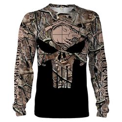 wild boar hunter boar skull reaper black camo hunting customize name 3d all over printed shirts, hunting clothes chiptee
