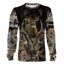 whitetail deer hunting deer antlers realtree camo custom name 3d full printing shirt, hoodie, long sleeves, sweatshirt &
