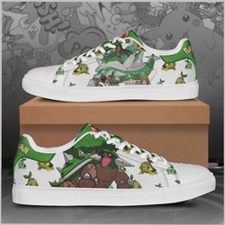 torterra pokemon low top leather skate shoes, tennis shoes, fashion sneakers l98