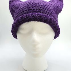 cat hat, cat beanie, purple cat ears beanie, women's beanie, cat hat