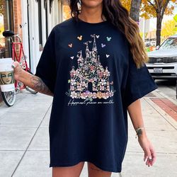 disney castle floral shirt, vintage disney shirt, happiest place on earth shirt , magic kingdom shirt