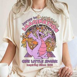 figment journey into imagination one little spark floral retro t-shirt, disney epcot purple dragon matching tee