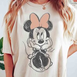 disney minnie mouse classic sketch cute vintage portrait t-shirt, mickey and friends tee, wdw magic kingdom disneyland