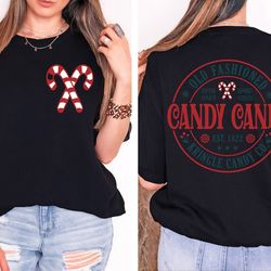 front and back candy canes shirt - gift for christmas - christmas shirt - christmas party shirt - christmas candy shirt