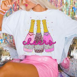 cheers 2024 shirt, sparkly champagne shirt, new year wine shirt sequins glitter, disco ball shirt, hello 2024 shirt