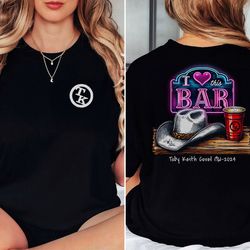 toby keith memorial t-shirt, i love this bar neon sign graphic tee, unisex country music fan shirt