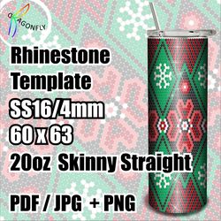 CHRISTMAS flowers Rhinestone Pattern Template | SS16 4mm | 20oz Skinny Straight | Bling Tumbler Design 215