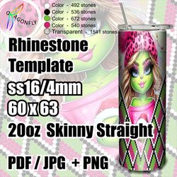 Grinch Rhinestone tumbler pattern / hristmas Bling tumbler template / Tumbler wrap - 220
