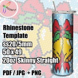 Rhinestone tumbler pattern / hristmas Bling tumbler template / Tumbler wrap / Christmas bells - 223