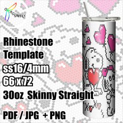 Rhinestone tumbler template / valentines day Snoopy Bling tumbler pattern / Tumbler wrap 66 x 72 stones for 30oz / - 230