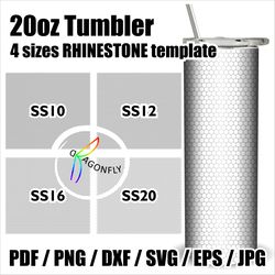 Rhinestone template for 20oz tumbler, 10ss, 12ss, 16ss, 20ss, BUNDLE, Cricut, Silhouette, svg, png, dxf instant download