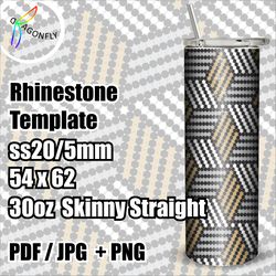 Illusion 3D Rhinestone tumbler template / Bling tumbler pattern / Tumbler wrap / SS20 / 54 x 62 stones for 30oz / - 237