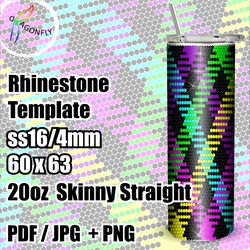 NEON Rhinestone Pattern Template | SS16 4mm | 20oz Skinny Straight | Bling Tumbler Design / 60 x 63 stones / - 244