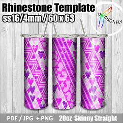 Bling Heart Tumbler 20oz / ss16 / Rhinestone Tumbler template, PNG Rhinestone Guide - 252