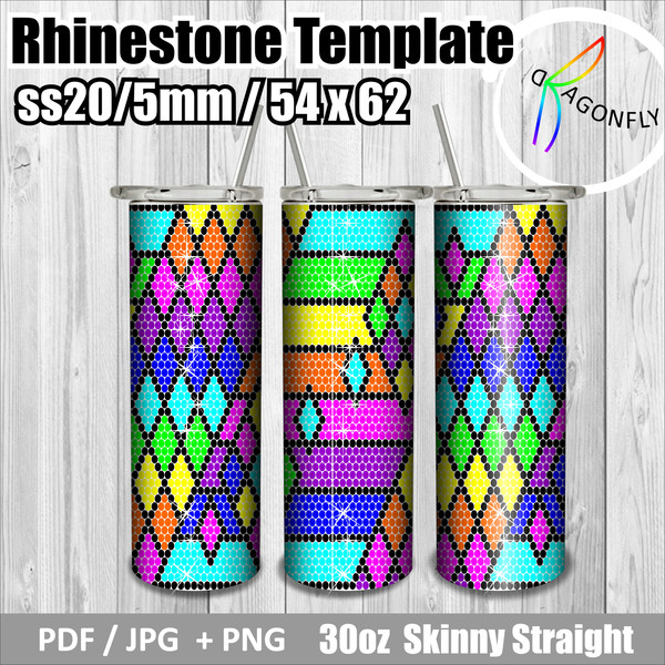 Rhinestone Template Tumbler  Rainbow diamond 54x62 Stones.jpg