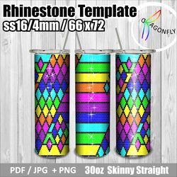 Rhinestone Tumbler Rainbow Argyle Pattern TEMPLATE for 30oz / 16ss / bling Tumbler template, PNG Rhinestone Guide - 255