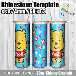 Pooh Rhinestone tumbler / Rhinestone Pattern for 20oz / 16ss / bling Tumbler template, PNG Rhinestone Guide - 259