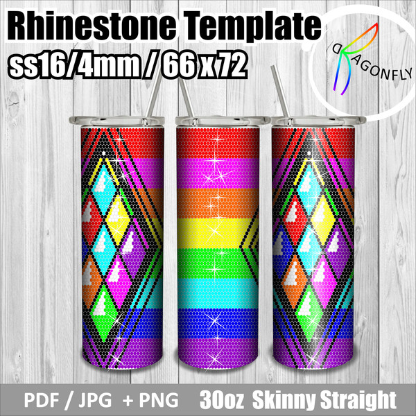 Diamond Neon Rainbow Rhinestone Tumbler template for 30oz / 16ss.jpg