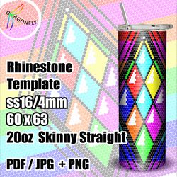 SS16 Rhinestone Tumbler Diamond Pattern / 20oz / bling Tumbler template, PNG Rhinestone Guide - 261