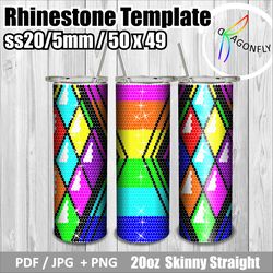 Diamond Rhinestone Tumbler Template 20OZ / Bling tumbler wrap ss20 / Tumbler template / 50 x 49 stones / - 261