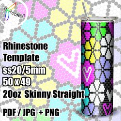 Bling Flower Tumbler Template 20OZ / Bling tumbler wrap ss20 / 50 x 49 stones / - 262
