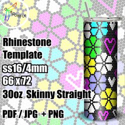 Floral Rhinestone Pattern Tumbler for 30oz / 16ss / bling Tumbler template / 66x72 stones / PNG Rhinestone Guide - 262