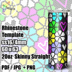 Flowers SS16 20oz Rhinestone Tumbler Pattern / 60 x 63 stones / bling Tumbler template, PNG Rhinestone Guide - 262