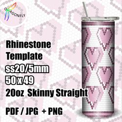 Sweet Heart Pink Tumbler Template SS20 / Rhinestone Template for 20oz Tumbler / 50 x 49 stones / - 263