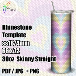 Sweet Hearts Bling Tumbler for 30oz / 16ss / Rhinestone Tumbler template / 66x72 stones / PNG Rhinestone Guide - 265