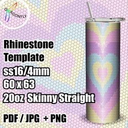 Sweet Hearts Rhinestone Template Tumbler 20oz ss16 / 60 x 63 stones / bling Tumbler template, PNG Rhinestone Guide - 265