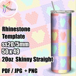 Valentine's Day Love Heart Rhinestone Tumbler Template / Rhinestone Template for 20oz Tumbler / 50 x 49 stones / - 266