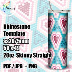 Hearts Valentines Rhinestone Tumbler Template SS20 / Rhinestone Template for 20oz Tumbler / 50 x 49 stones / - 267