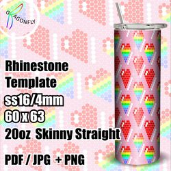 BLING Loving hearts Tumbler template / Rhinestone pattern for Tumbler 20 oz/ 60 x 63 stones / PNG Rhinestone Guide - 268