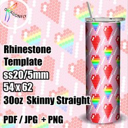SS20 Loving Hearts Rhinestone Tumbler Template 30 oz / bling Tumbler wrap / 54 x 62 stones - 268
